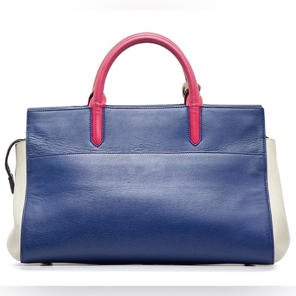 Saint Laurent Calfskin Small Cabas Rive Gauche Multicolor Blue White Pink Tote - Picture 7 of 13